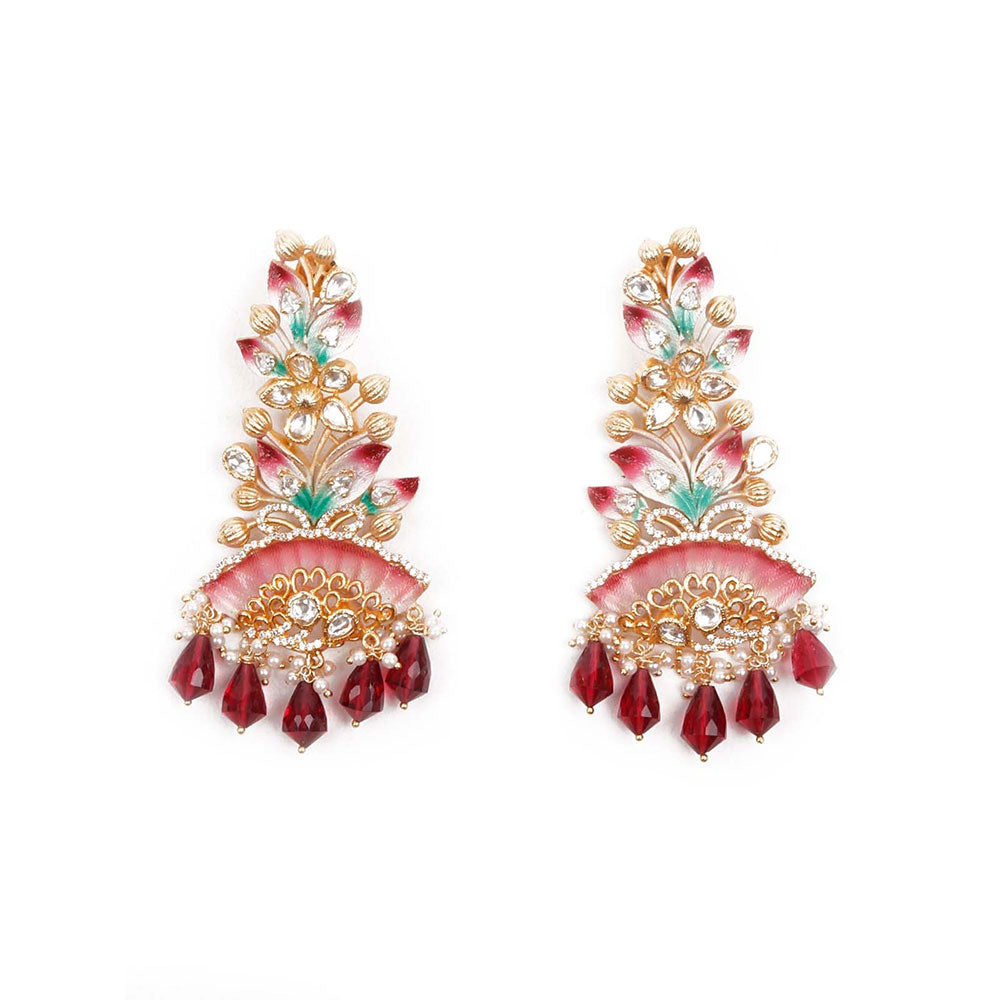 Odette Luxuriant Gold Multicolored Dangling Earrings