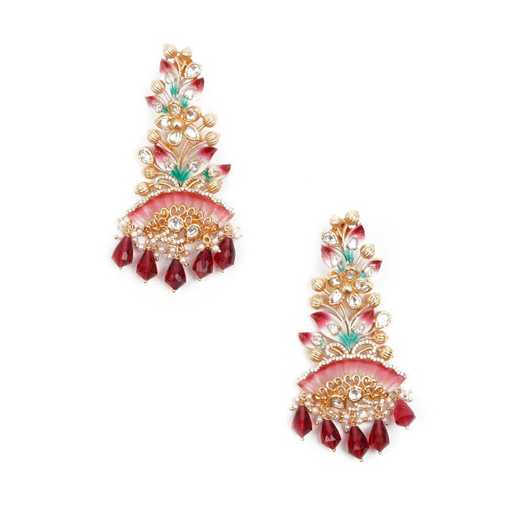 Odette Luxuriant Gold Multicolored Dangling Earrings