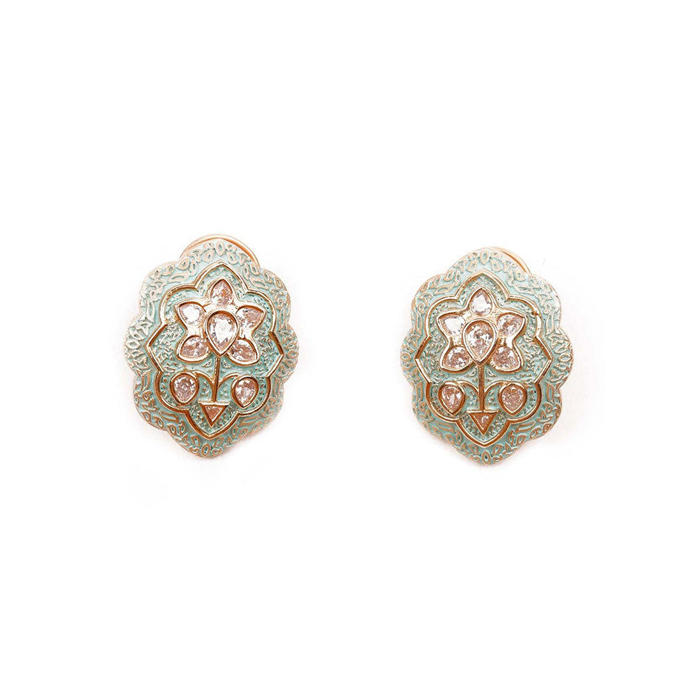 Odette Luxuriant Gold Meenakari Ear Studs