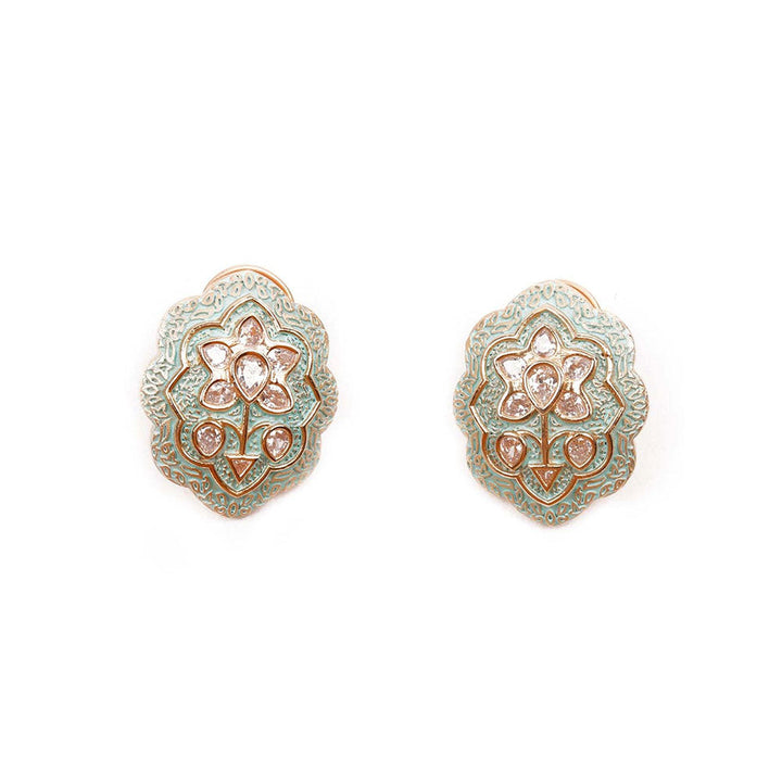 Odette Luxuriant Gold Meenakari Ear Studs