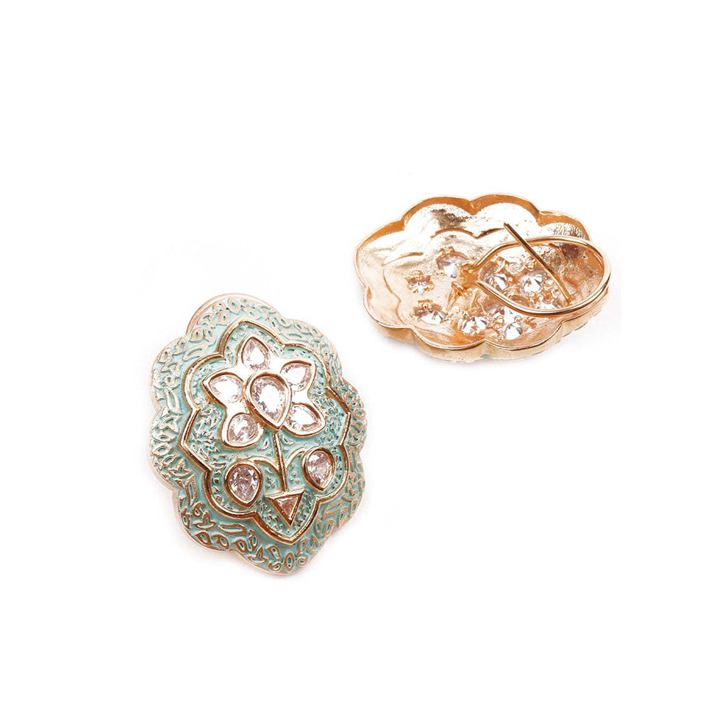 Odette Luxuriant Gold Meenakari Ear Studs