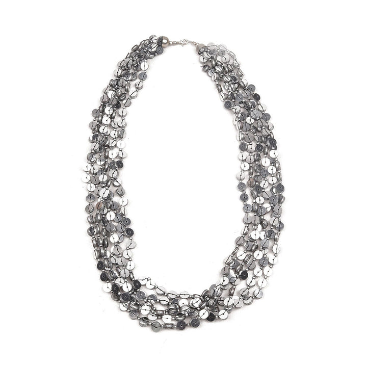 Odette Grey Beaded Multi Layered Long Neckpiece