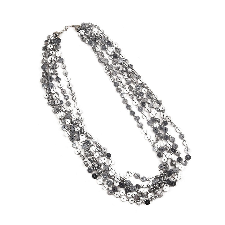 Odette Grey Beaded Multi Layered Long Neckpiece