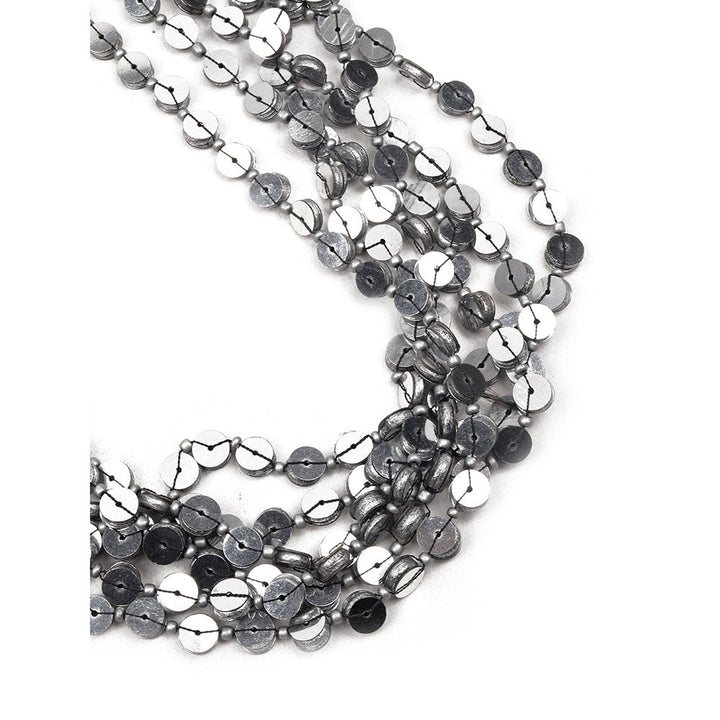 Odette Grey Beaded Multi Layered Long Neckpiece