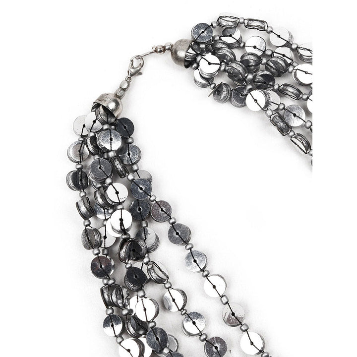 Odette Grey Beaded Multi Layered Long Neckpiece