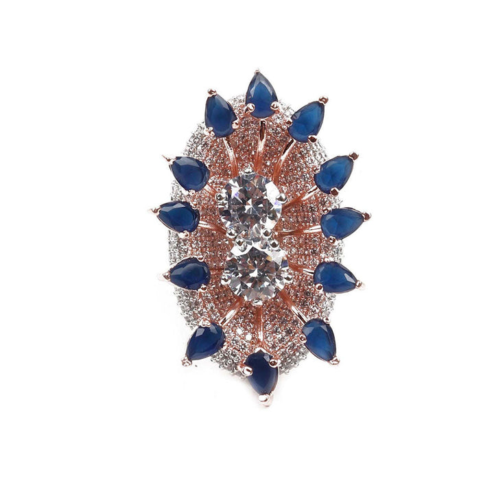 Odette Rose Gold Austrian Diamond Studded Ring