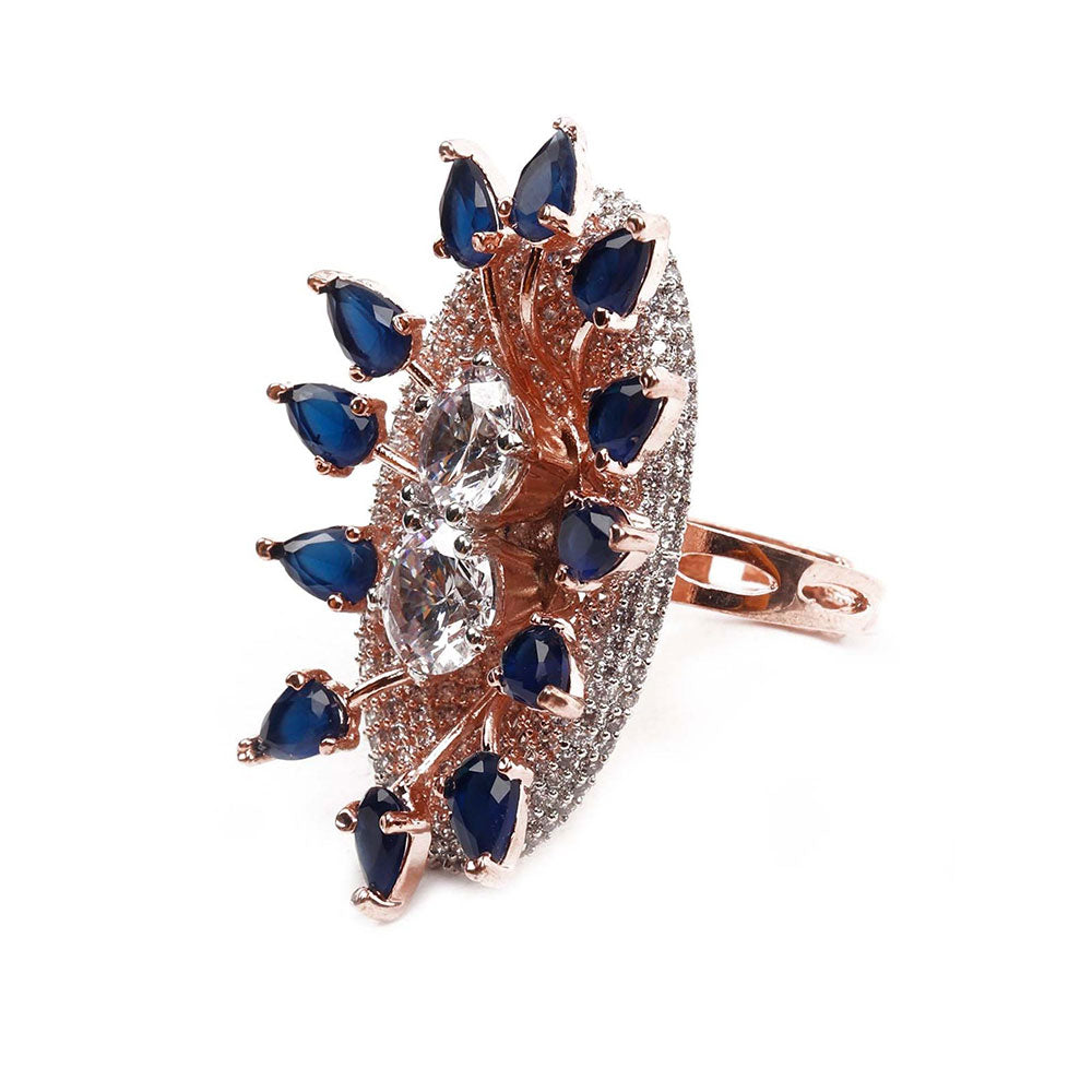 Odette Rose Gold Austrian Diamond Studded Ring