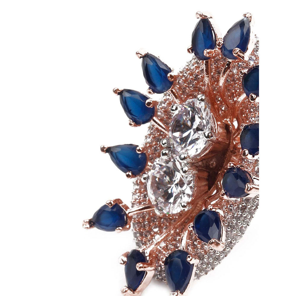 Odette Rose Gold Austrian Diamond Studded Ring