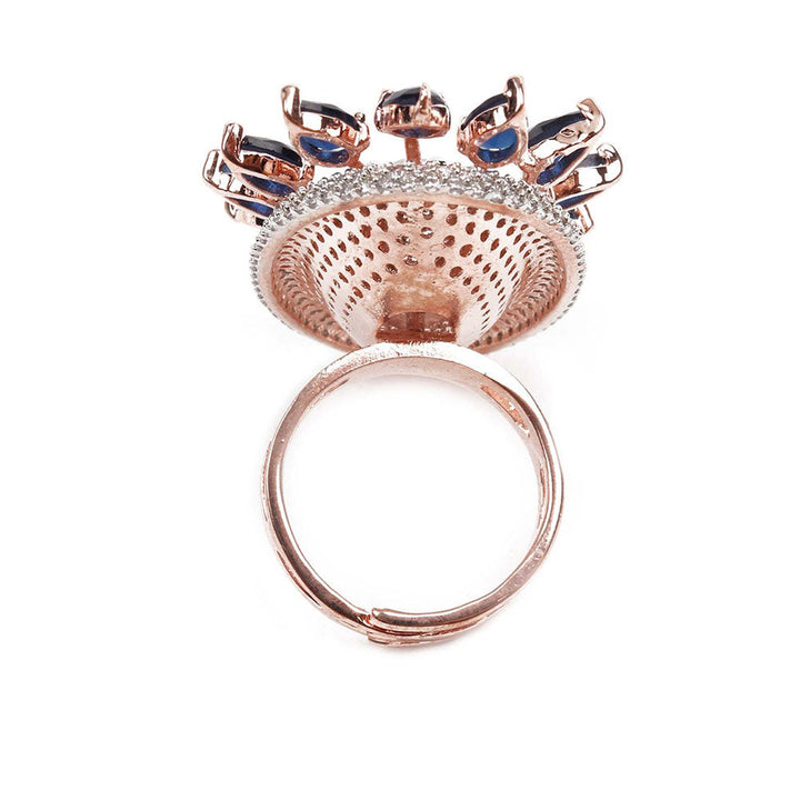 Odette Rose Gold Austrian Diamond Studded Ring