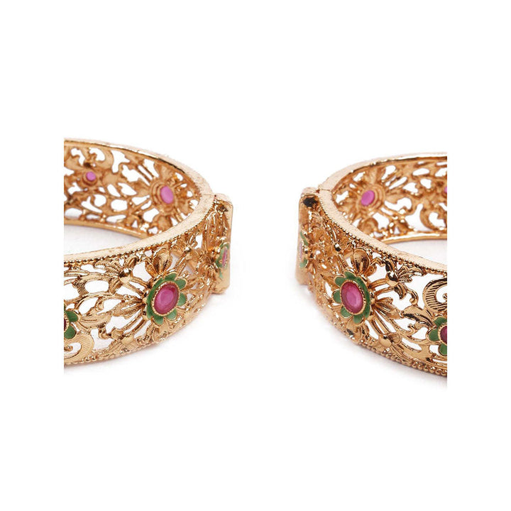 Odette Stunning Gold and Green Ethnic Bangles