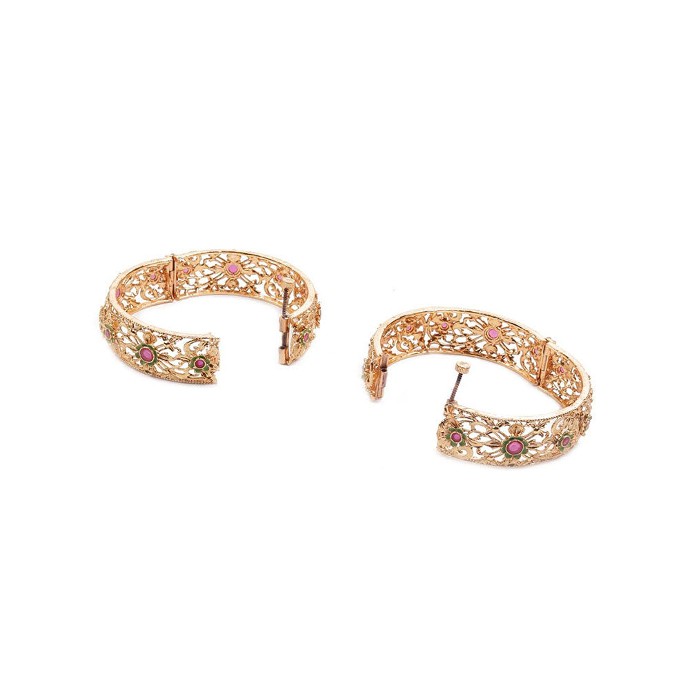 Odette Stunning Gold and Green Ethnic Bangles