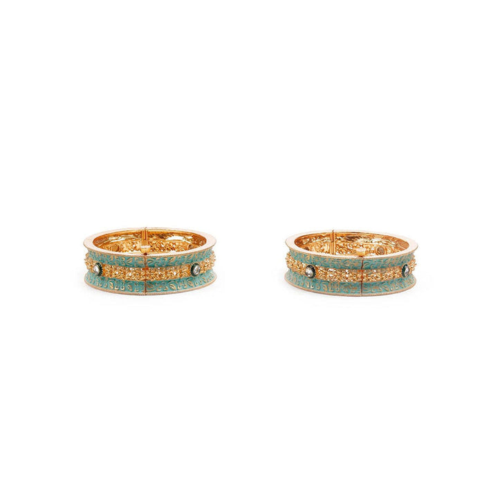 Odette Stunning Gold and Green Ethnic Bangles