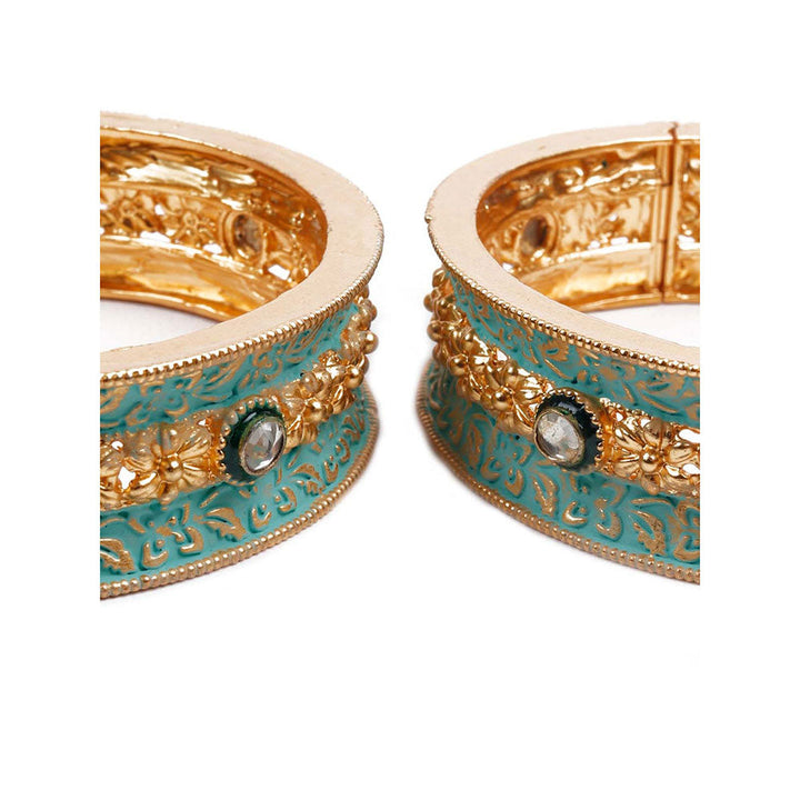 Odette Stunning Gold and Green Ethnic Bangles