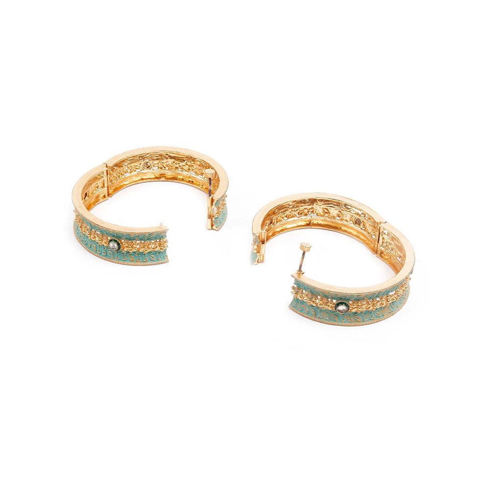 Odette Stunning Gold and Green Ethnic Bangles