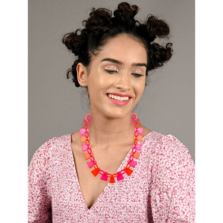 Odette Stunning Pink And Orange Shaded Statement Necklace