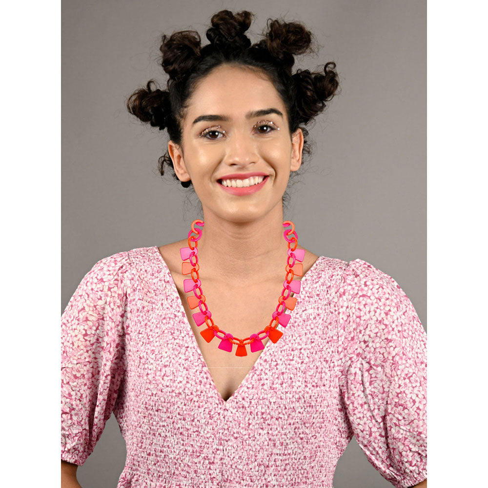 Odette Stunning Pink And Orange Shaded Statement Necklace