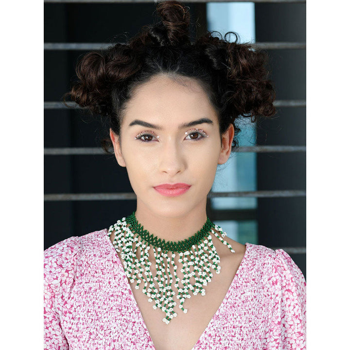 Odette Gorgues Green Embellished Statement Necklace