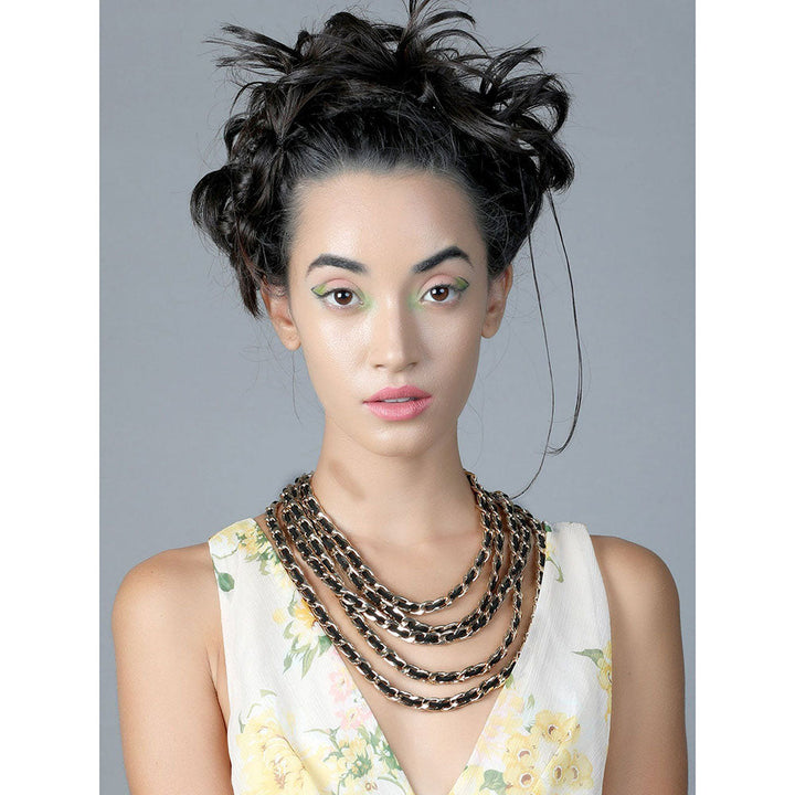 Odette Black And Gold Exquisite Statement Necklace