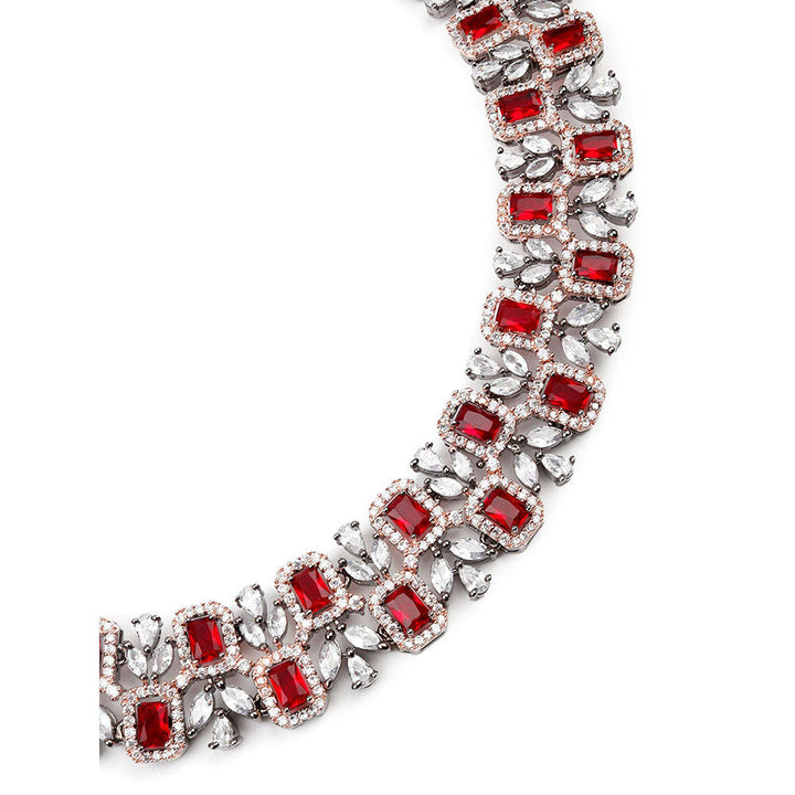 Odette Gorgues Red Diamante Jewellery Set For Women