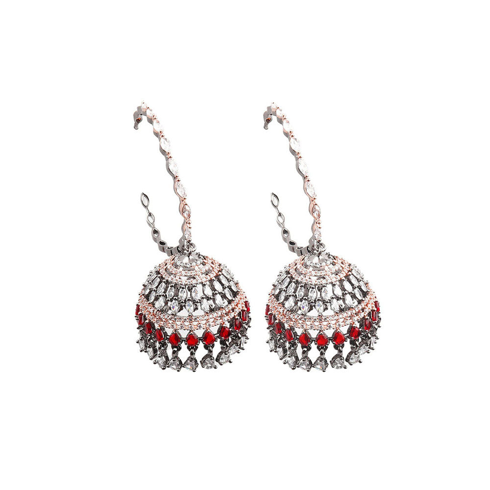 Odette Gorgues Red Diamante Jewellery Set For Women