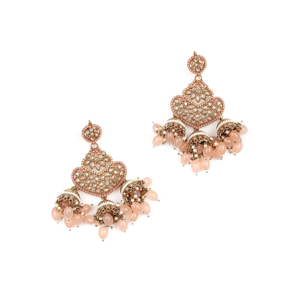 Odette Peach Beautiful Chandelier Earrings For Women