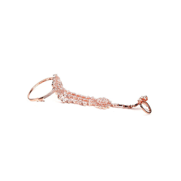 Odette Gorgues Diamante Studded Rose Gold Bracelet Ring