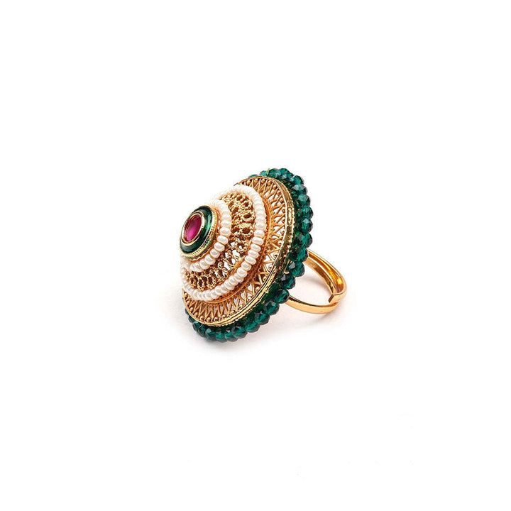 Odette Stunning Green Embellished Ring