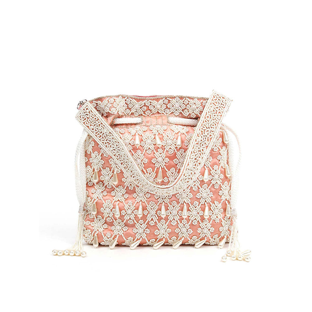 Odette Impressive Pink Embellished Potli Bag