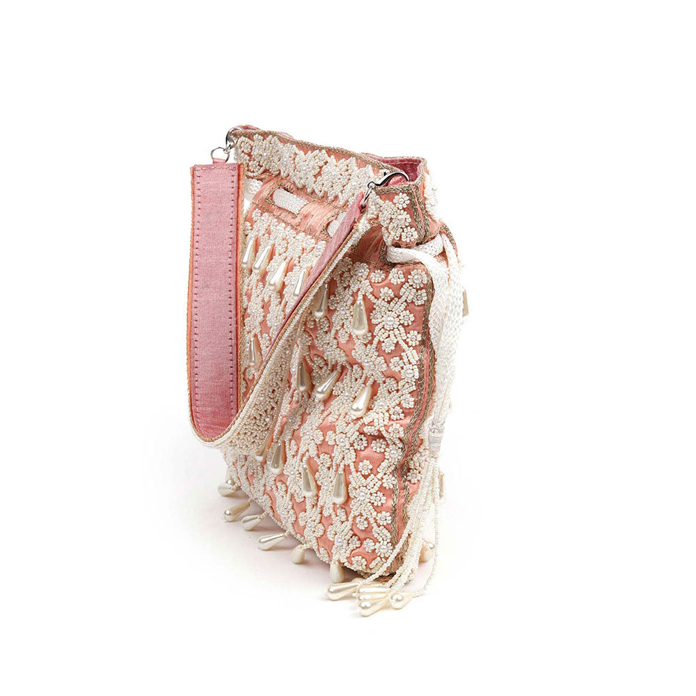 Odette Impressive Pink Embellished Potli Bag