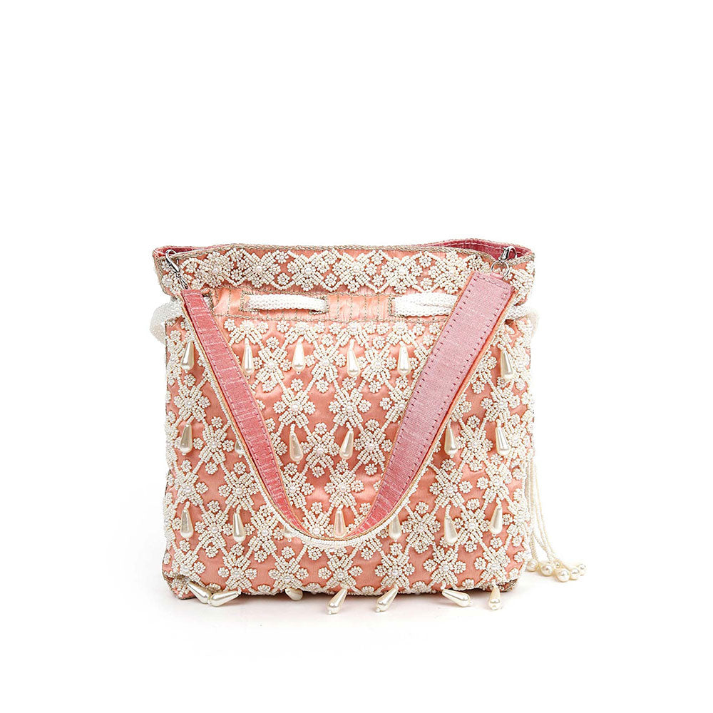 Odette Impressive Pink Embellished Potli Bag