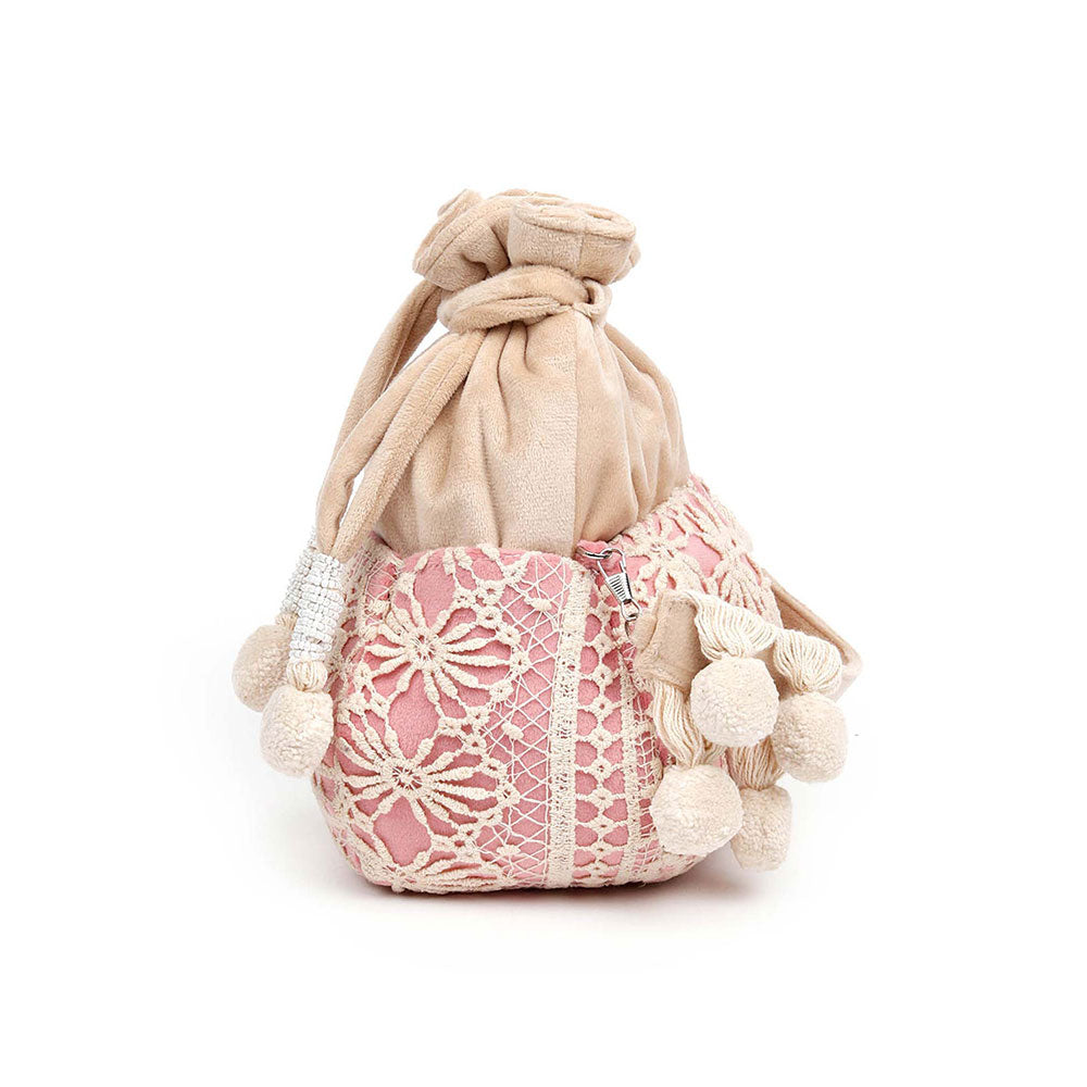 Odette Impressive Pink Embroidered Potli Bag