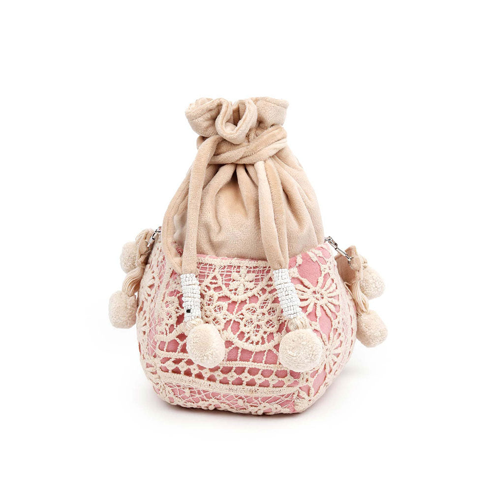 Odette Impressive Pink Embroidered Potli Bag