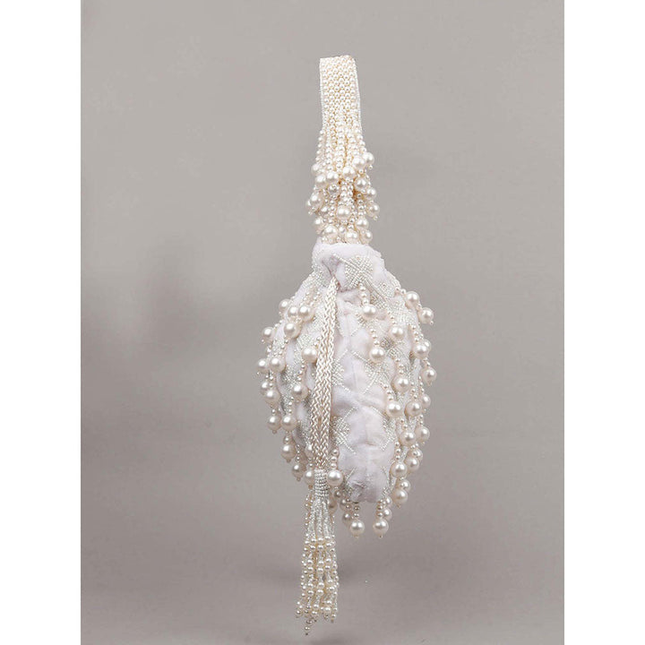 Odette Impressive White Embellished Potli Bag