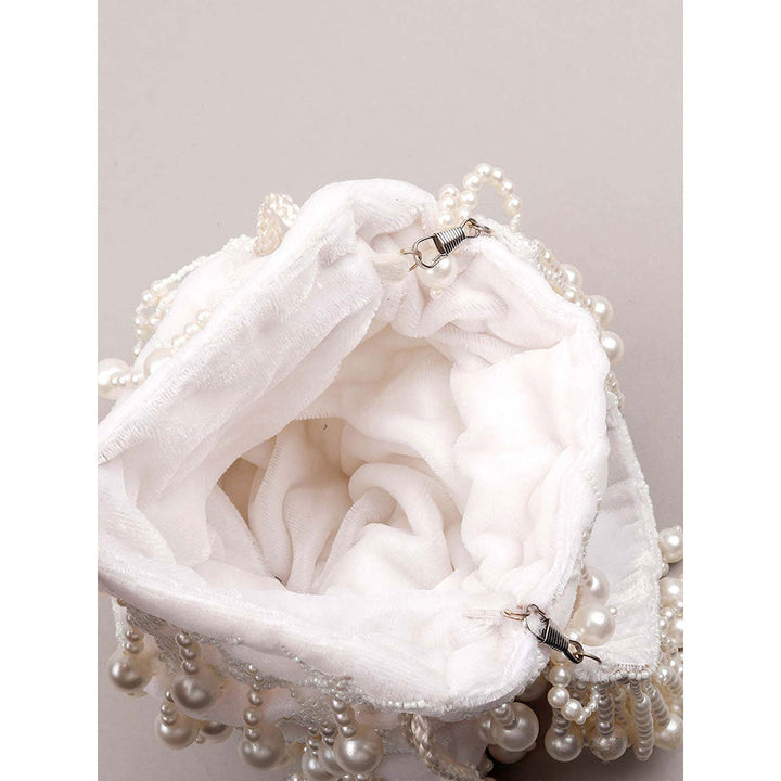 Odette Impressive White Embellished Potli Bag