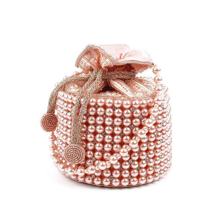 Odette Impressive Peach Embellished Potli Bag