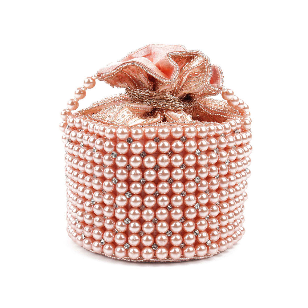 Odette Impressive Peach Embellished Potli Bag