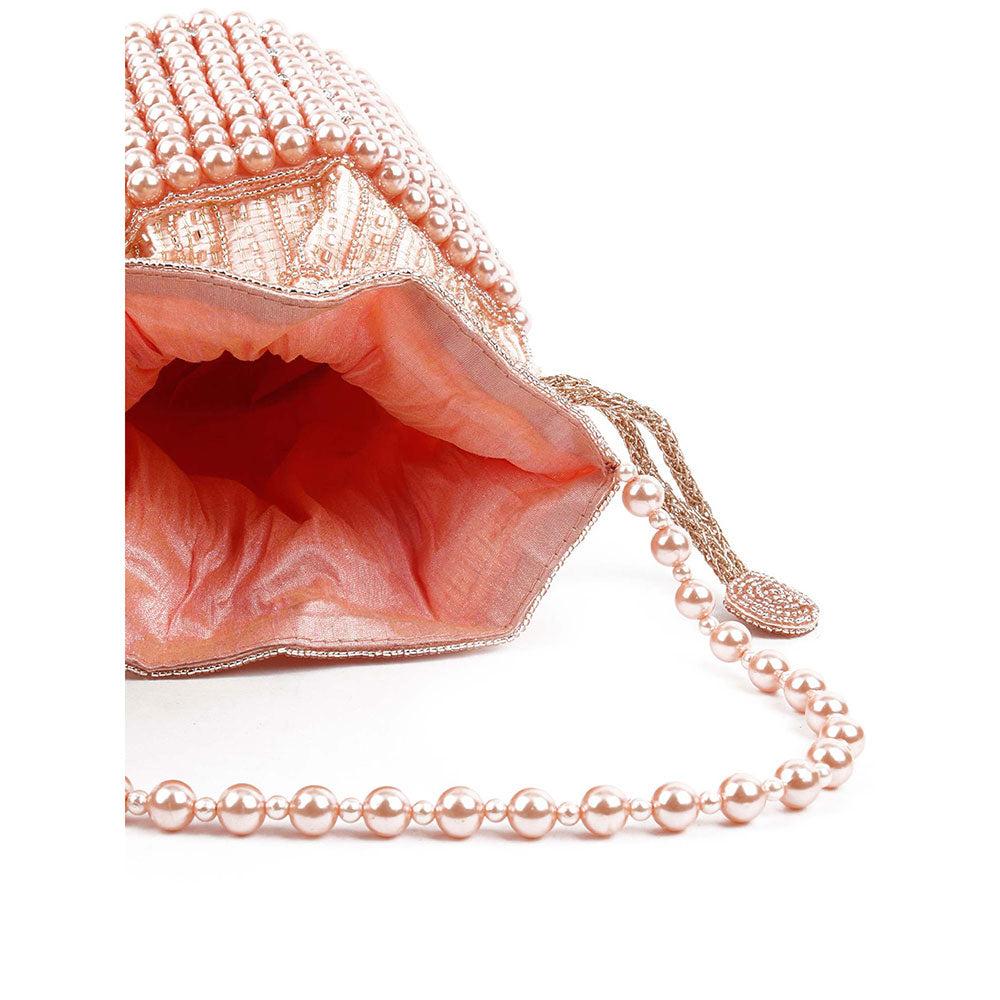 Odette Impressive Peach Embellished Potli Bag