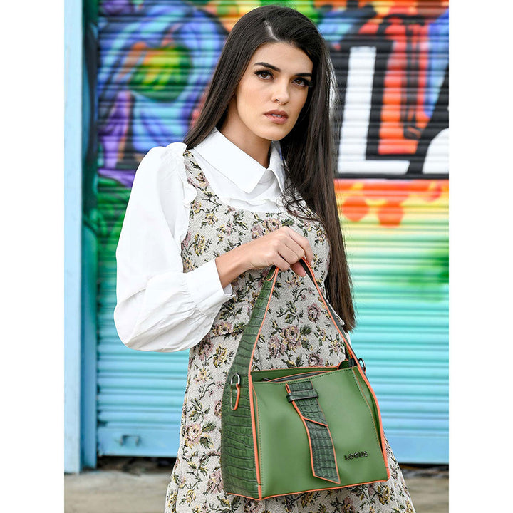 Odette The Very Smart Dual Toned Olive Green Handbag