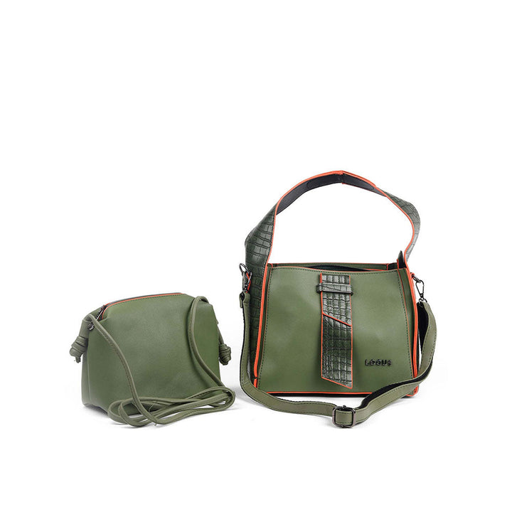 Odette The Very Smart Dual Toned Olive Green Handbag