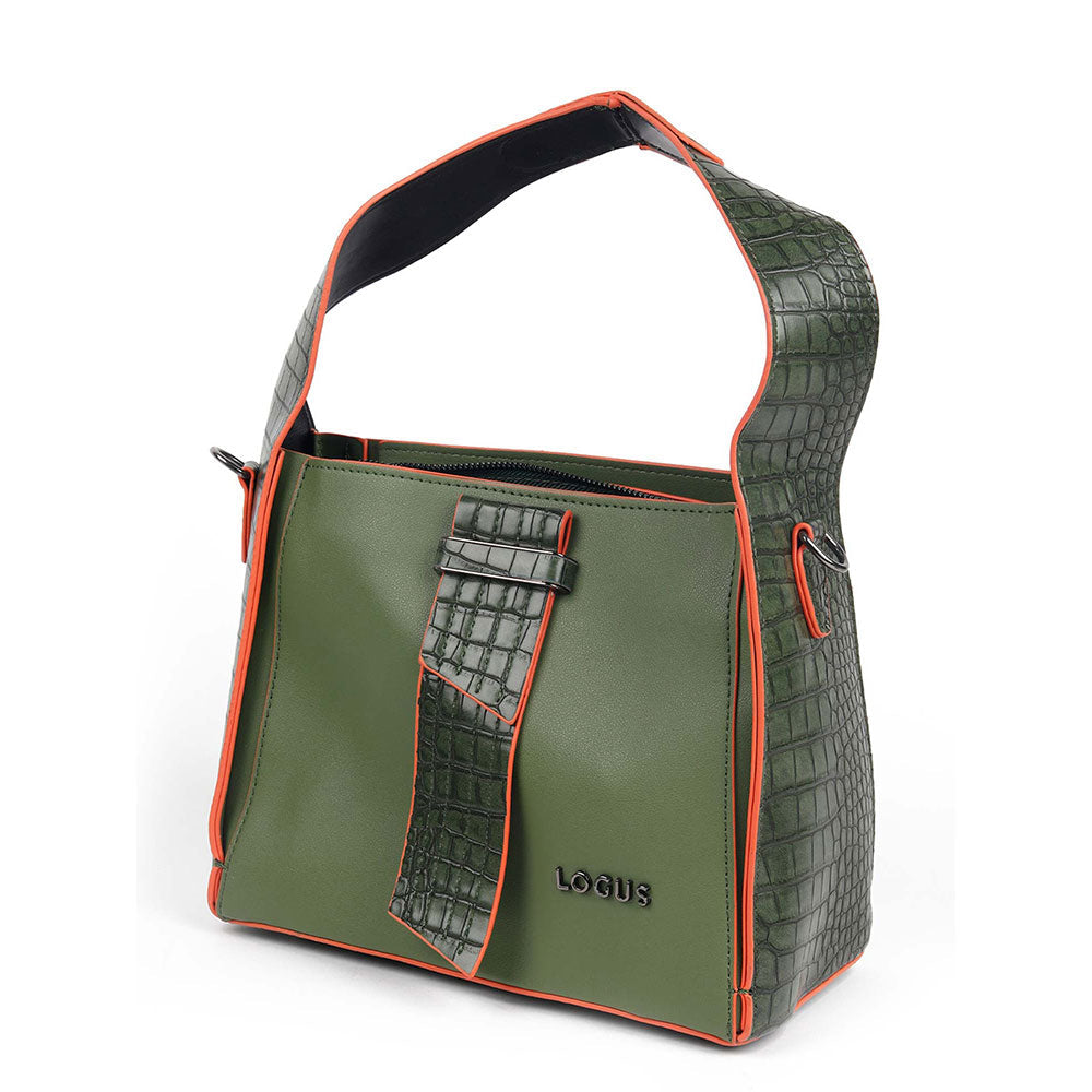 Odette The Very Smart Dual Toned Olive Green Handbag