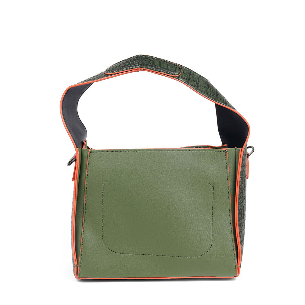 Odette The Very Smart Dual Toned Olive Green Handbag