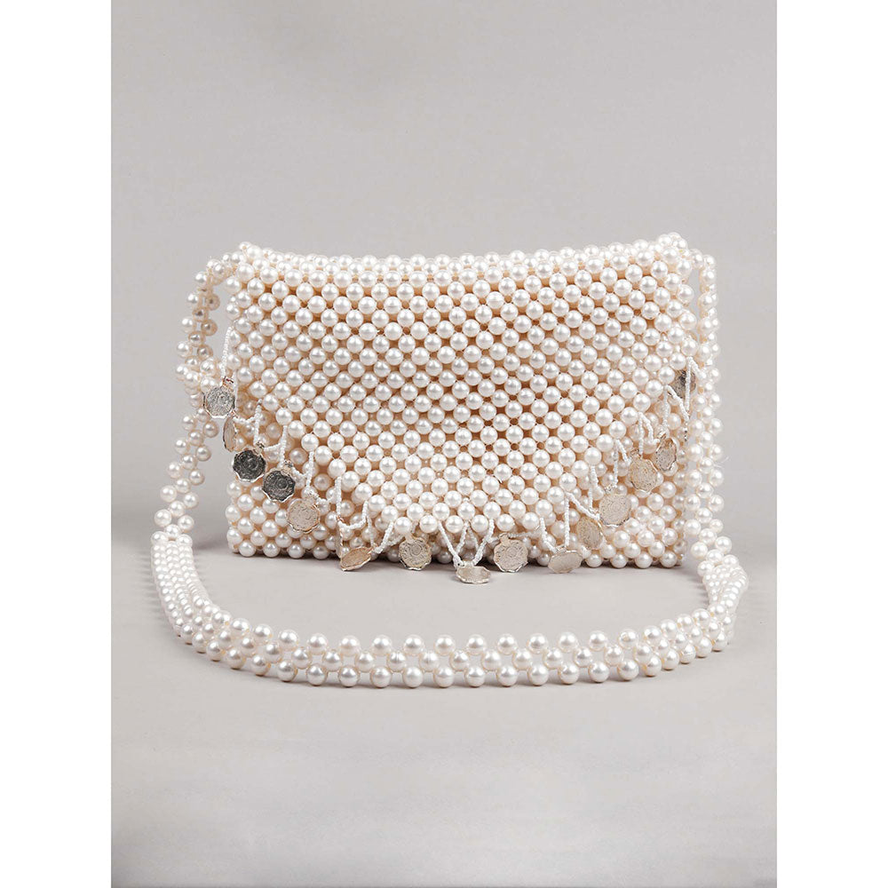 Odette Awe-Worthy White Beaded Handbag