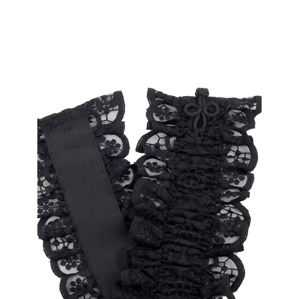 Odette Hi-Fashion Black Ruched Lace Belt