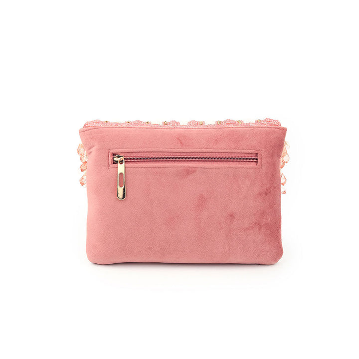 Odette Pink and White Embroidered Clutch