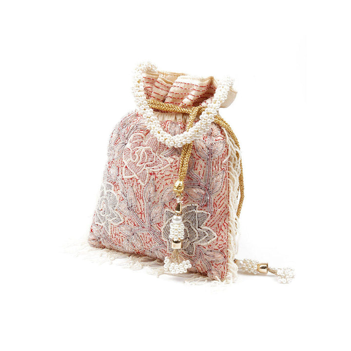 Odette Apricot Cutdana Embellished Potli Bag