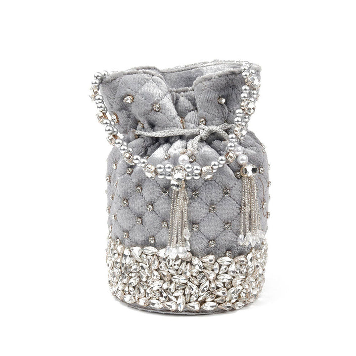 Odette Grey Embellished Potli Bag