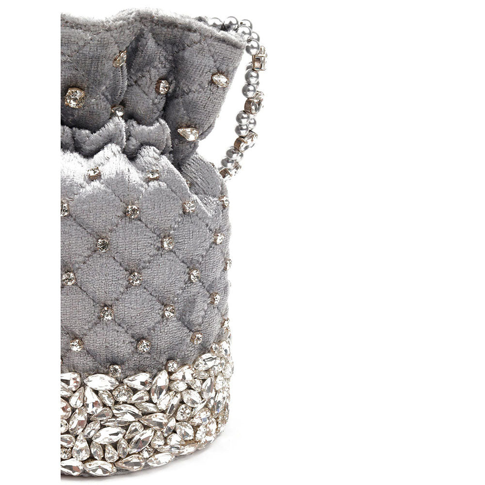 Odette Grey Embellished Potli Bag