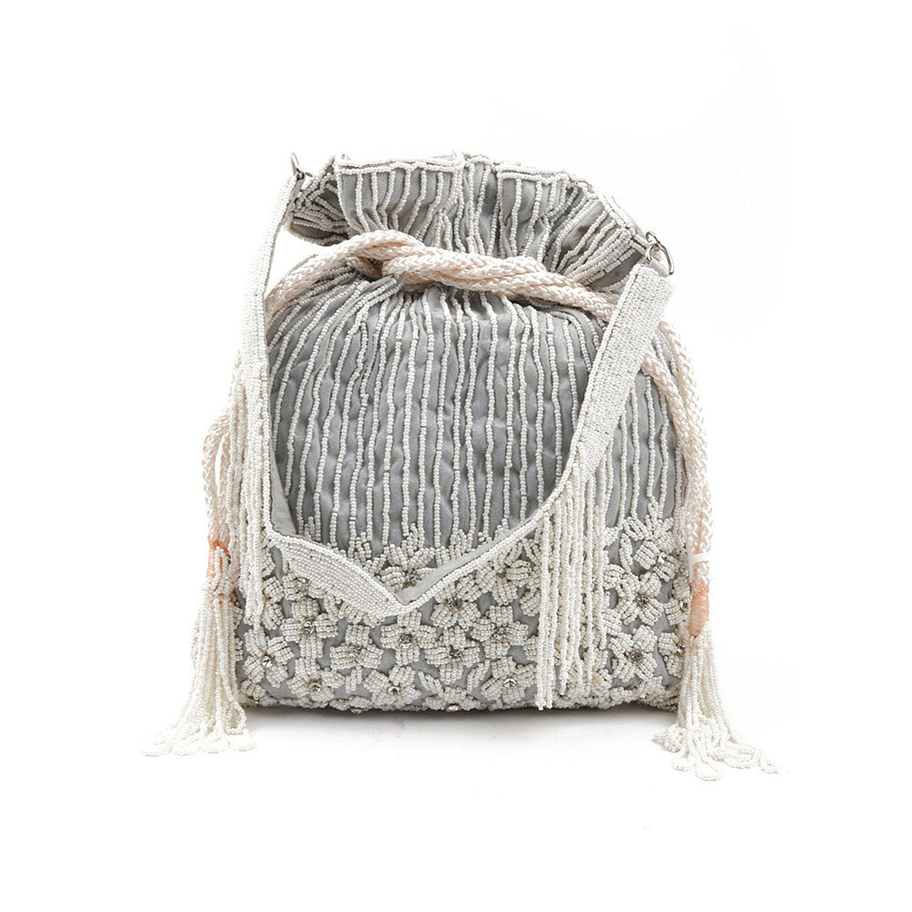 Odette Grey Embellished Potli Bag