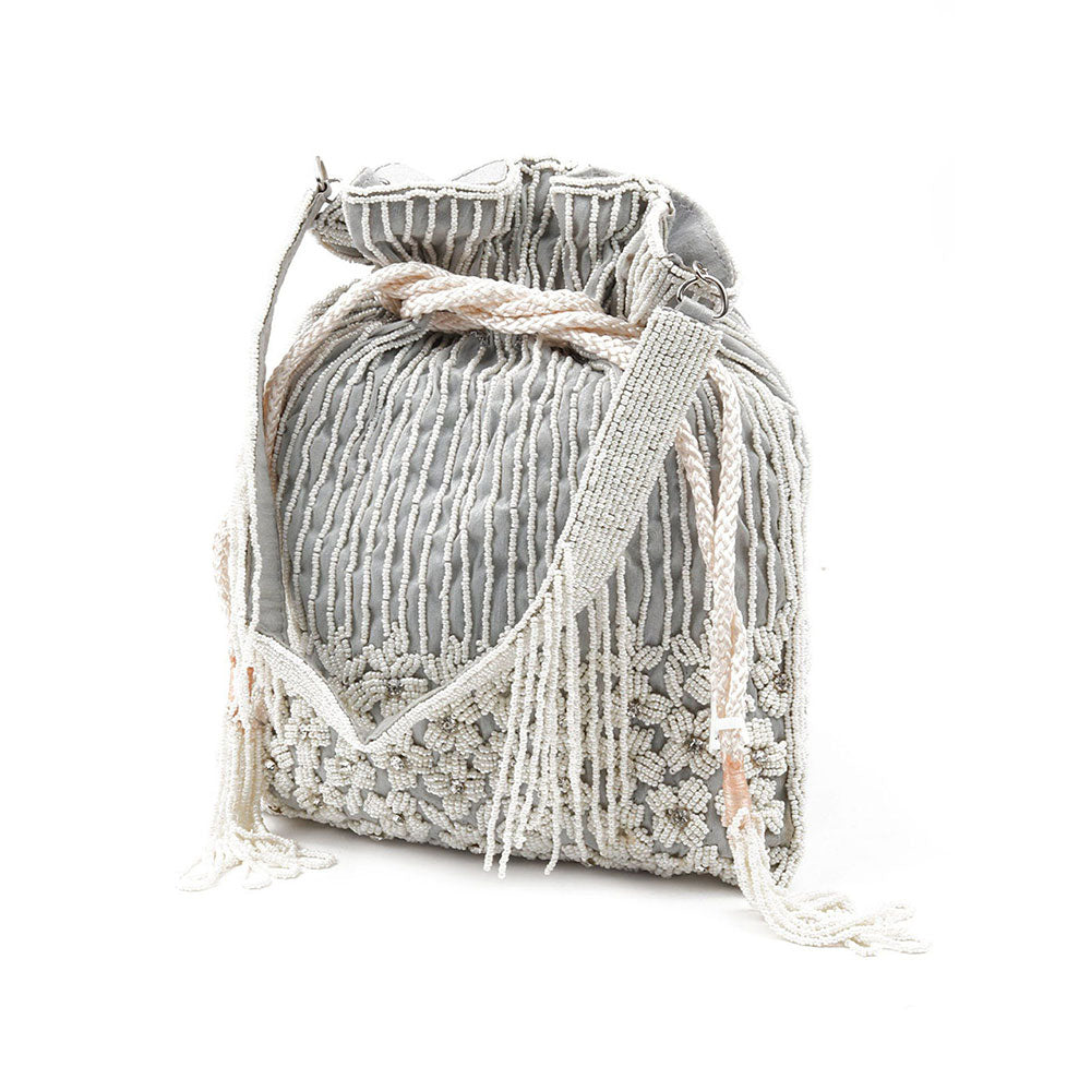 Odette Grey Embellished Potli Bag