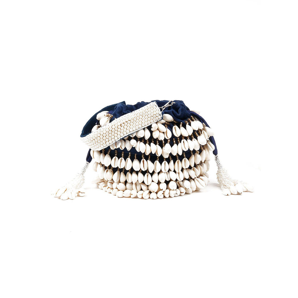 Odette Blue Embellished Potli Bag